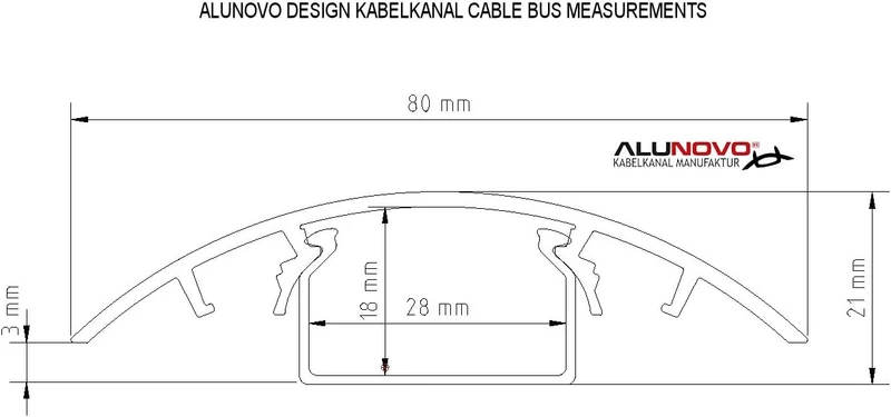 TV Design Aluminium Kabelkanal Weiss matt RAL9003 lackiert in verschiedenen Längen von ALUNOVO (Läng