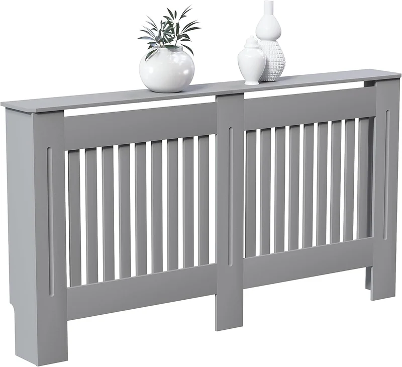 Vida Designs Chelsea-Heizkörperabdeckung, modernes Lamellengrill-Design, grau lackierter MDF-Schrank