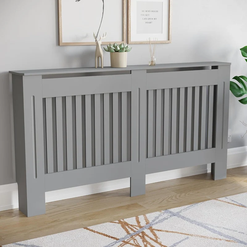 Vida Designs Chelsea-Heizkörperabdeckung, modernes Lamellengrill-Design, grau lackierter MDF-Schrank