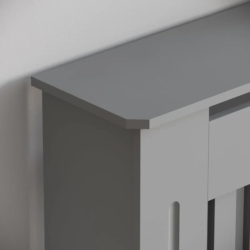 Vida Designs Chelsea-Heizkörperabdeckung, modernes Lamellengrill-Design, grau lackierter MDF-Schrank