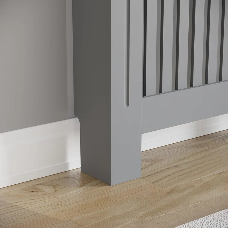 Vida Designs Chelsea-Heizkörperabdeckung, modernes Lamellengrill-Design, grau lackierter MDF-Schrank