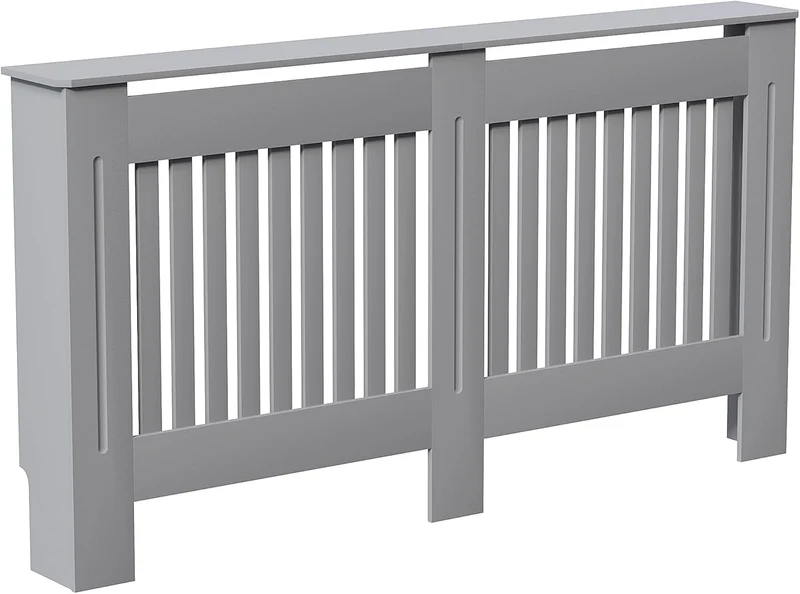 Vida Designs Chelsea-Heizkörperabdeckung, modernes Lamellengrill-Design, grau lackierter MDF-Schrank