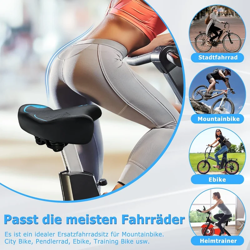 CDYWD Übergrosser Fahrradsattel Herren Damen Bequem, Extra Breit Weich Schaum Gepolstert Fahrradsitz