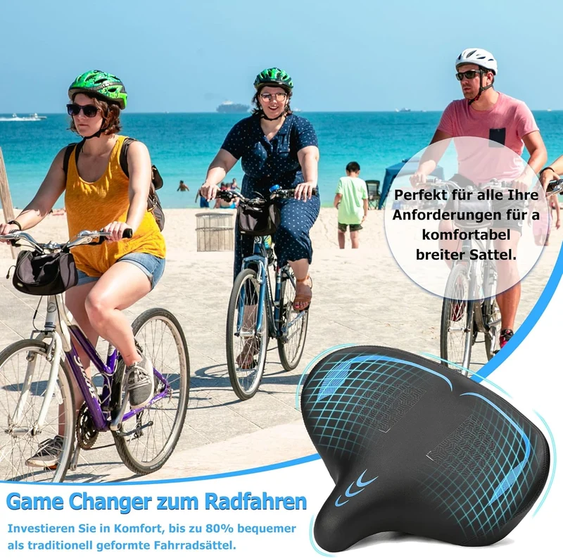 CDYWD Übergrosser Fahrradsattel Herren Damen Bequem, Extra Breit Weich Schaum Gepolstert Fahrradsitz
