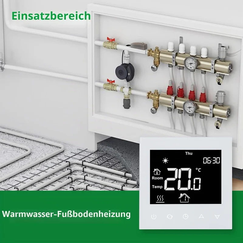 Wengart Raumthermostat Thermostat programmierbar WG505,Unterputz für Gas/Wasser Kessel Fussbodenheiz