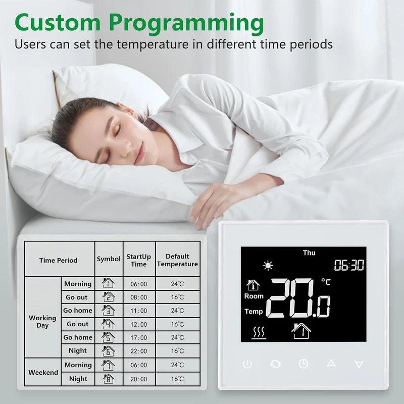 Wengart Raumthermostat Thermostat programmierbar WG505,Unterputz für Gas/Wasser Kessel Fussbodenheiz