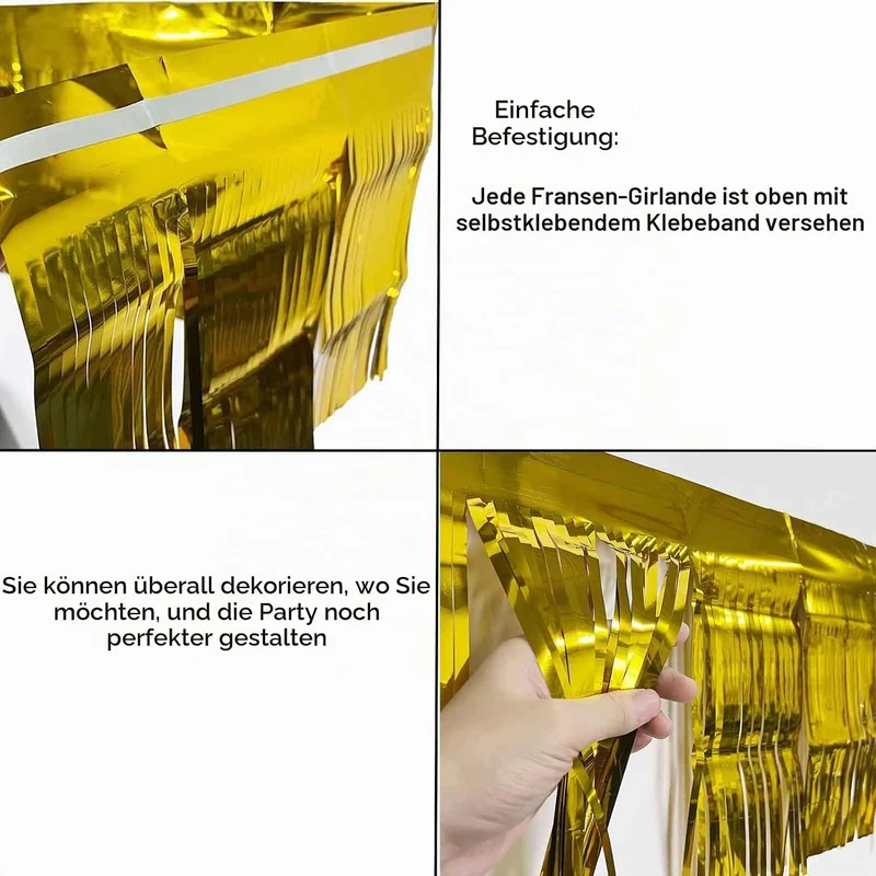 We Moment Zone 6-Pakete Grün Fransen Girlande Metallic, Metallic-Folien-Fransengirlande Hängedekorat