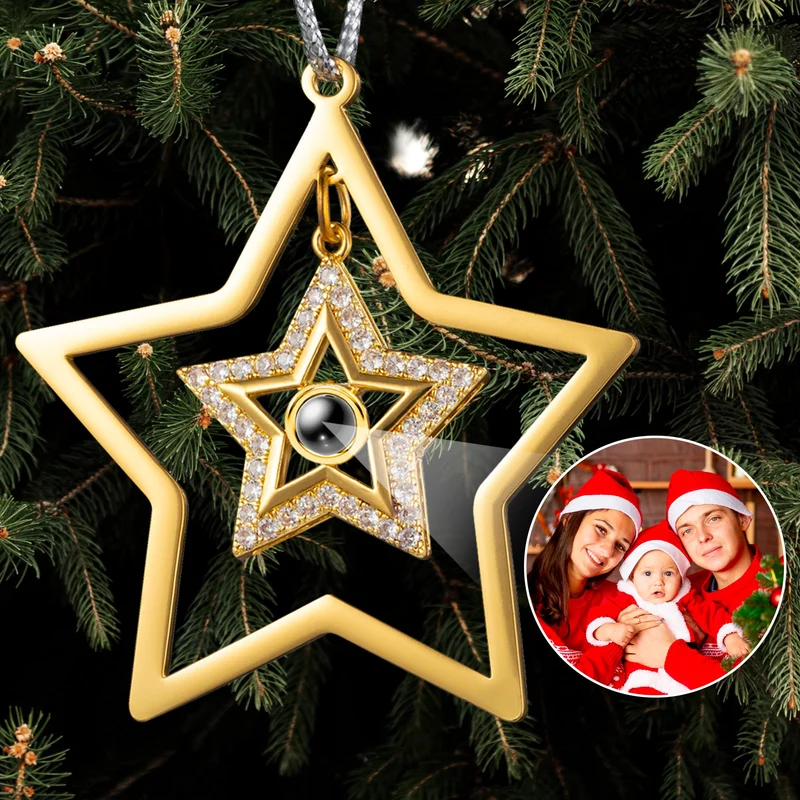 Easycosy personalisierte Schneeflocke Weihnachtsbaumschmuck mit Foto an Weihnachtsbaum, hängende Pro