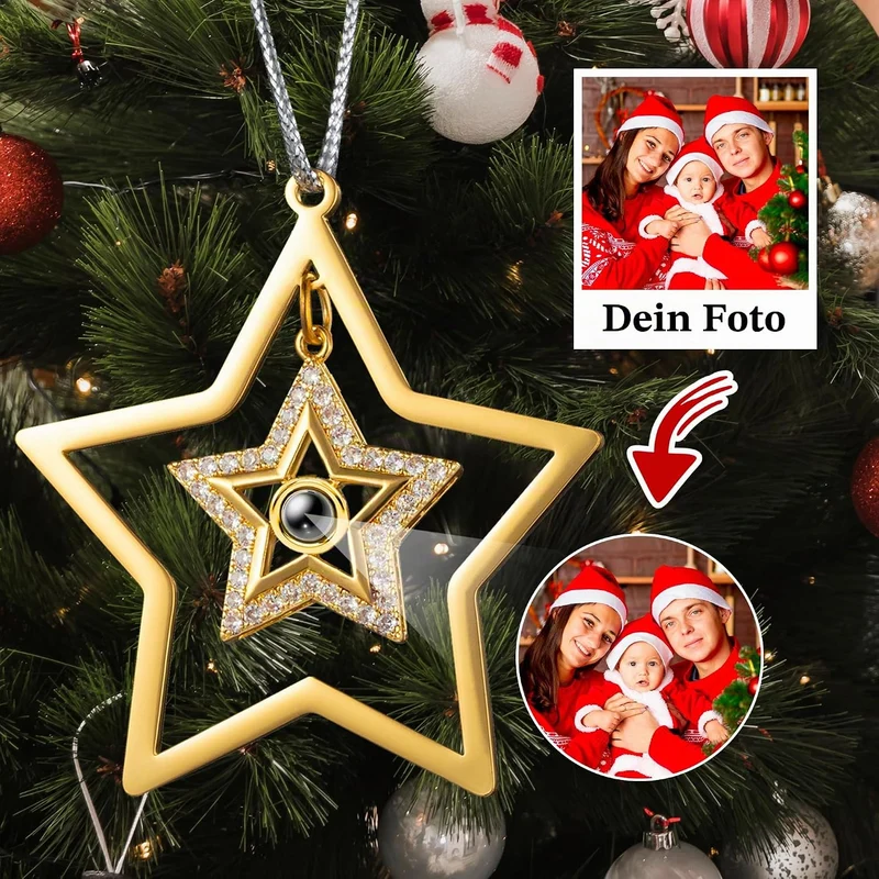 Easycosy personalisierte Schneeflocke Weihnachtsbaumschmuck mit Foto an Weihnachtsbaum, hängende Pro