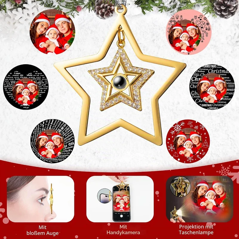 Easycosy personalisierte Schneeflocke Weihnachtsbaumschmuck mit Foto an Weihnachtsbaum, hängende Pro