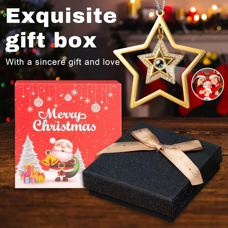 Easycosy personalisierte Schneeflocke Weihnachtsbaumschmuck mit Foto an Weihnachtsbaum, hängende Pro