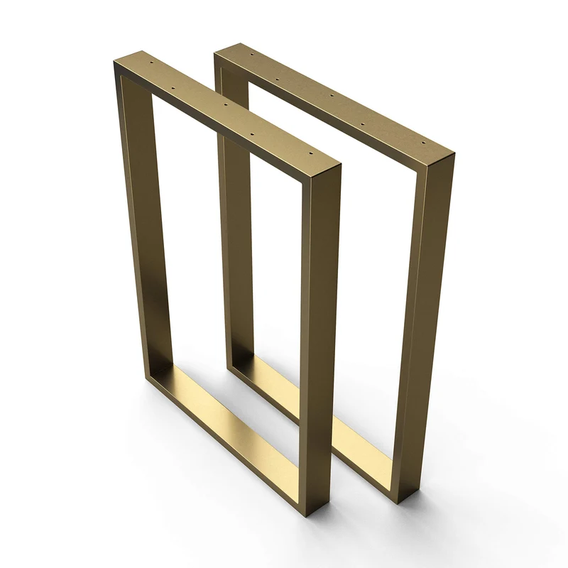 sossai® Stahl Tischkufen (pulverbeschichtet) TKK1 | Farbe: Gold-Messing | 2 Stück | Breite 70 cm x H