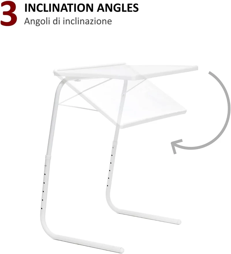 ECOVELO Multifunktionaler Klapptisch Table-Mate mit 6 Höheneinstellungen und 3 Ecken, Verstellbarer