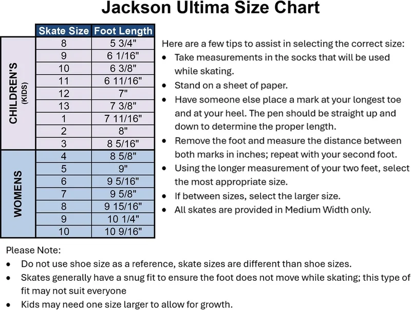 Jackson Ultima Classic 200 Light Support Damen-Schlittschuhe (Stil-Nr. JC200) Girls US 3, UK 1, EU 3