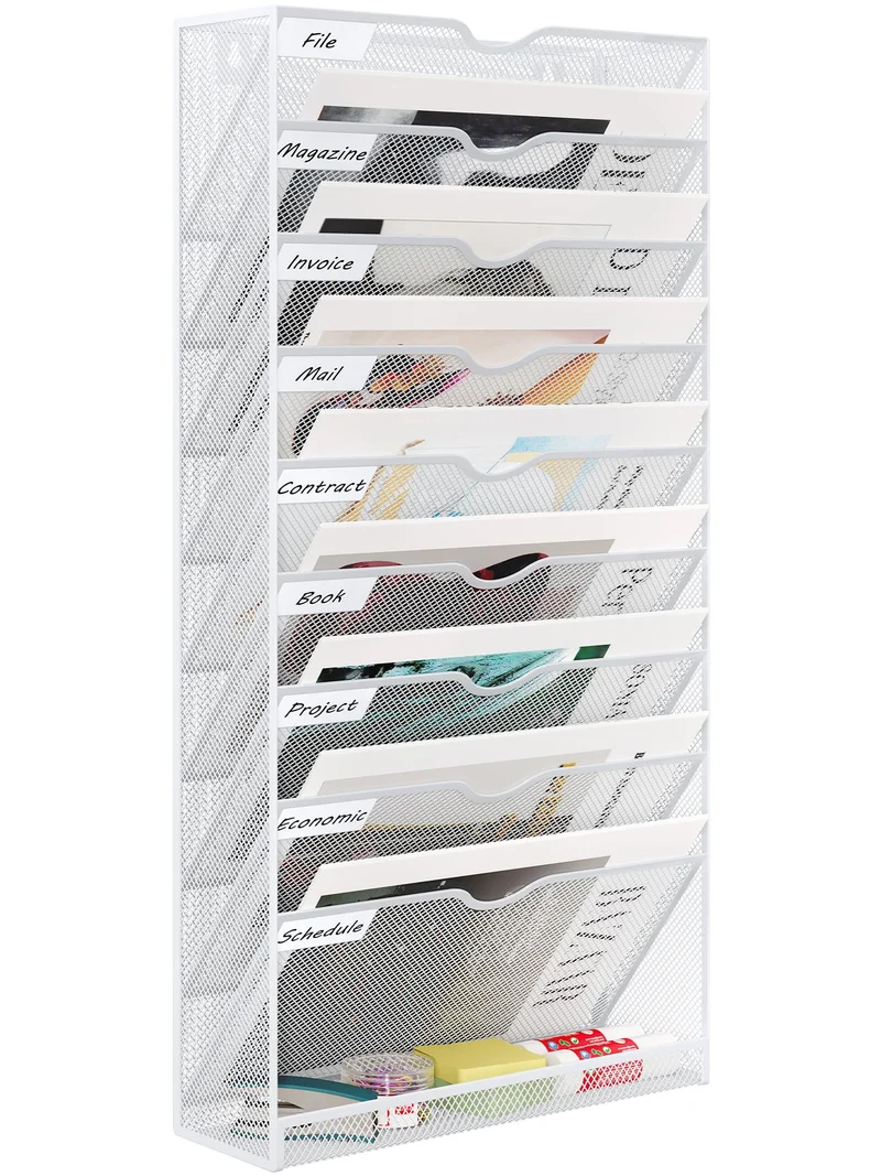 EasyPAG 10 Fächer Metall A4 Zeitschriftenhalter Wand Zeitschriften Wandhalter Aktenablage Dokumenten