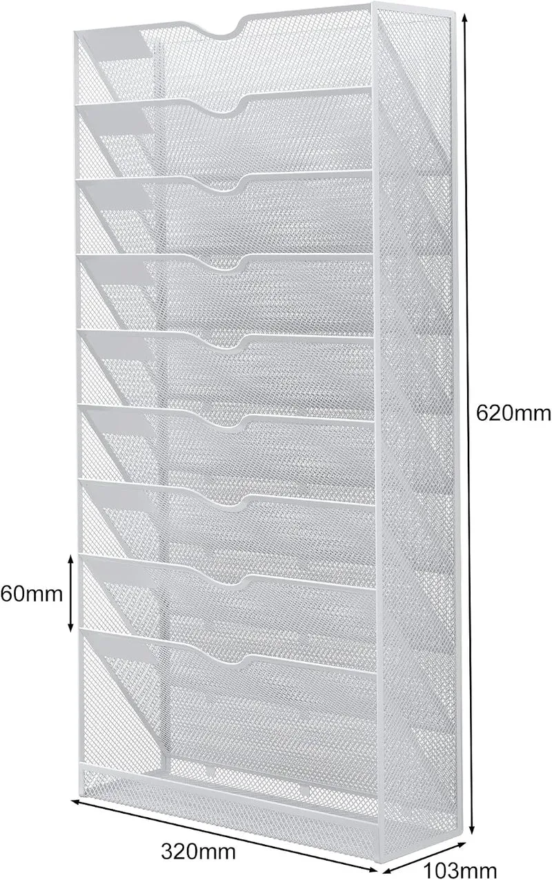 EasyPAG 10 Fächer Metall A4 Zeitschriftenhalter Wand Zeitschriften Wandhalter Aktenablage Dokumenten
