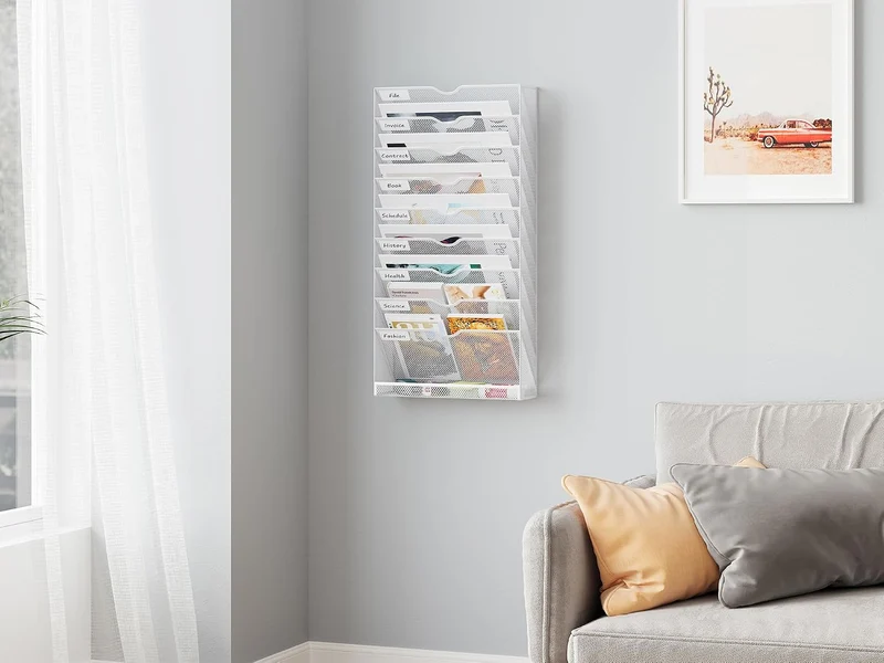 EasyPAG 10 Fächer Metall A4 Zeitschriftenhalter Wand Zeitschriften Wandhalter Aktenablage Dokumenten