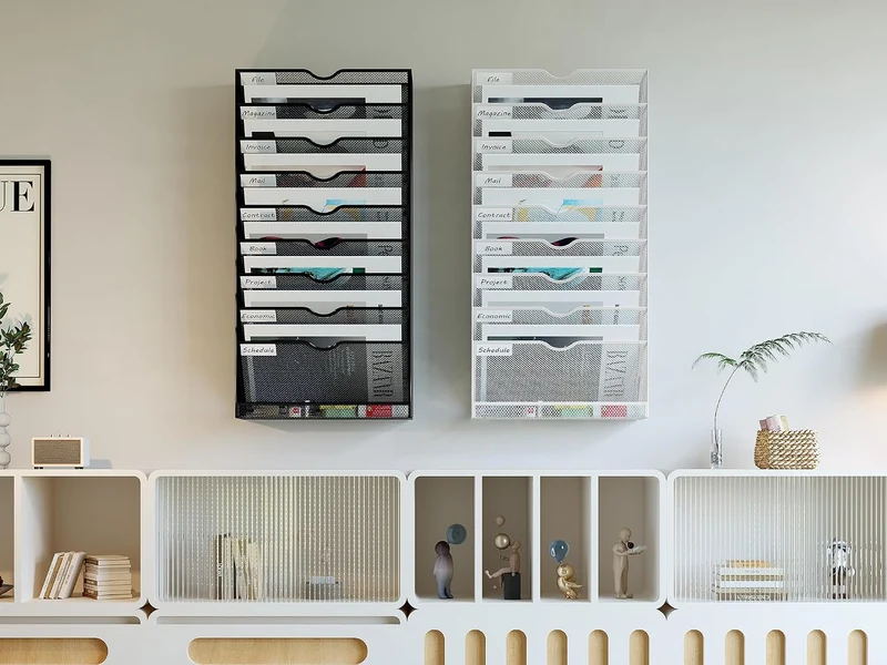 EasyPAG 10 Fächer Metall A4 Zeitschriftenhalter Wand Zeitschriften Wandhalter Aktenablage Dokumenten