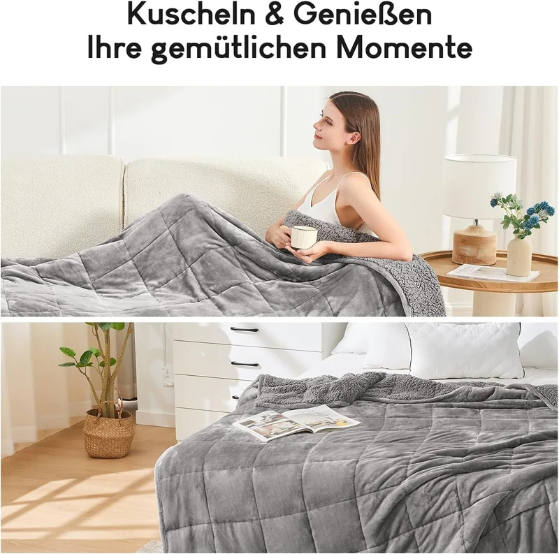 Cottonblue Gewichtsdecke 120x180cm 5.5kg- Sherpa Fleece Entspannungsdecke Erwachsene Zur Verbesserun
