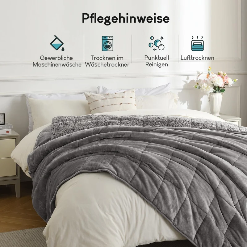 Cottonblue Gewichtsdecke 120x180cm 5.5kg- Sherpa Fleece Entspannungsdecke Erwachsene Zur Verbesserun