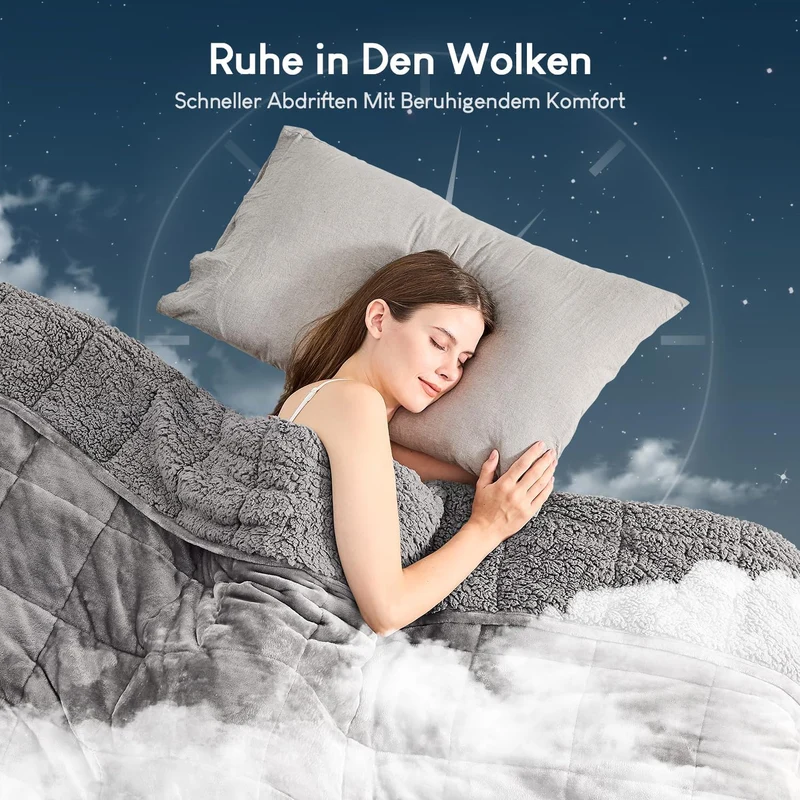 Cottonblue Gewichtsdecke 120x180cm 5.5kg- Sherpa Fleece Entspannungsdecke Erwachsene Zur Verbesserun