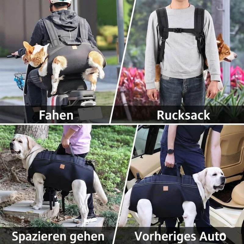 Hunde-Rucksack Front & Tragehilfe – Mobiles Tragesystem zum Vor- & Rückentragen,Geeignet für 15-37,5