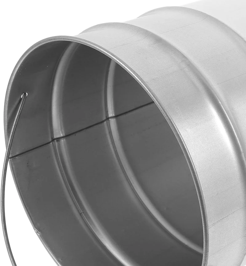 HEMOTON Verzinkter Rundbehälter aus Eisen, Silber, 1 Stück mit Griff