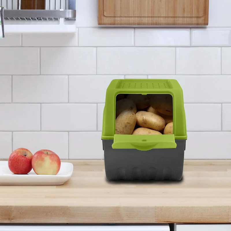 ARTECSIS® 3x Kartoffel Aufbewahrungsbox mit Deckel für 6 kg Kartoffeln (grün) - Vorratsbehälter & Vo