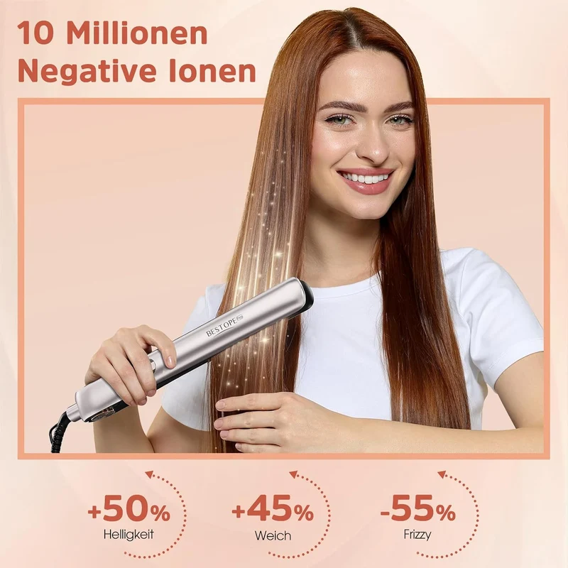 Glätteisen Locken und Glätten - Professional Ionen Haarglätter Weniger Frizz & Statische Aufladung,