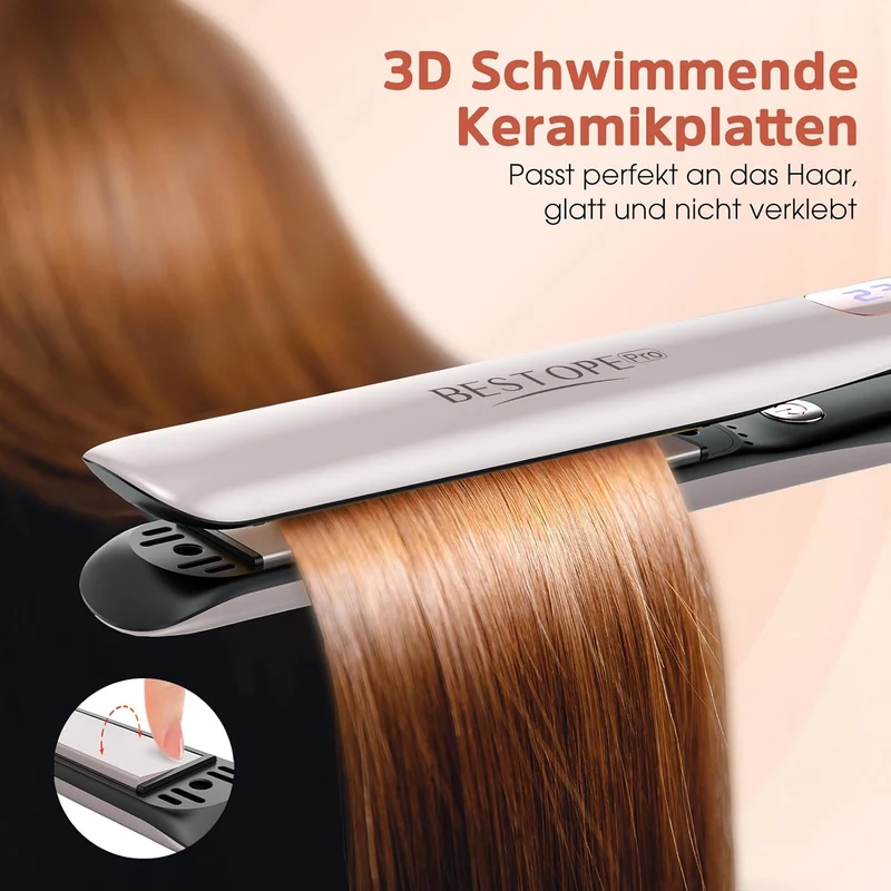 Glätteisen Locken und Glätten - Professional Ionen Haarglätter Weniger Frizz & Statische Aufladung,