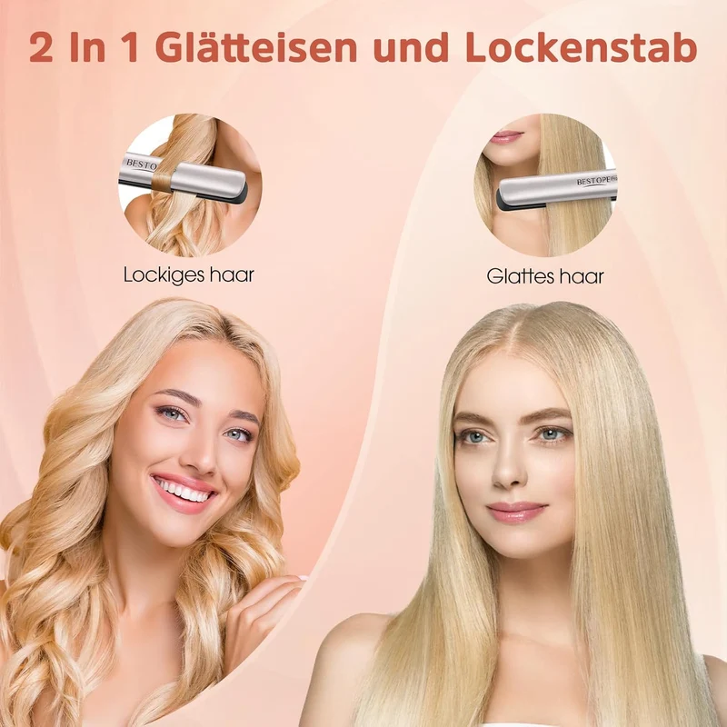 Glätteisen Locken und Glätten - Professional Ionen Haarglätter Weniger Frizz & Statische Aufladung,