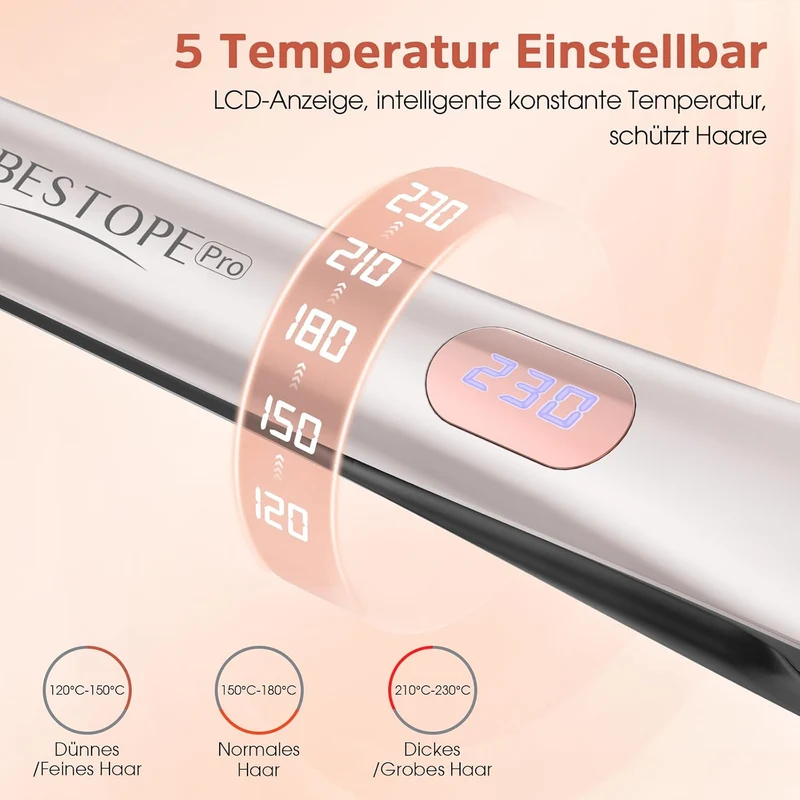 Glätteisen Locken und Glätten - Professional Ionen Haarglätter Weniger Frizz & Statische Aufladung,