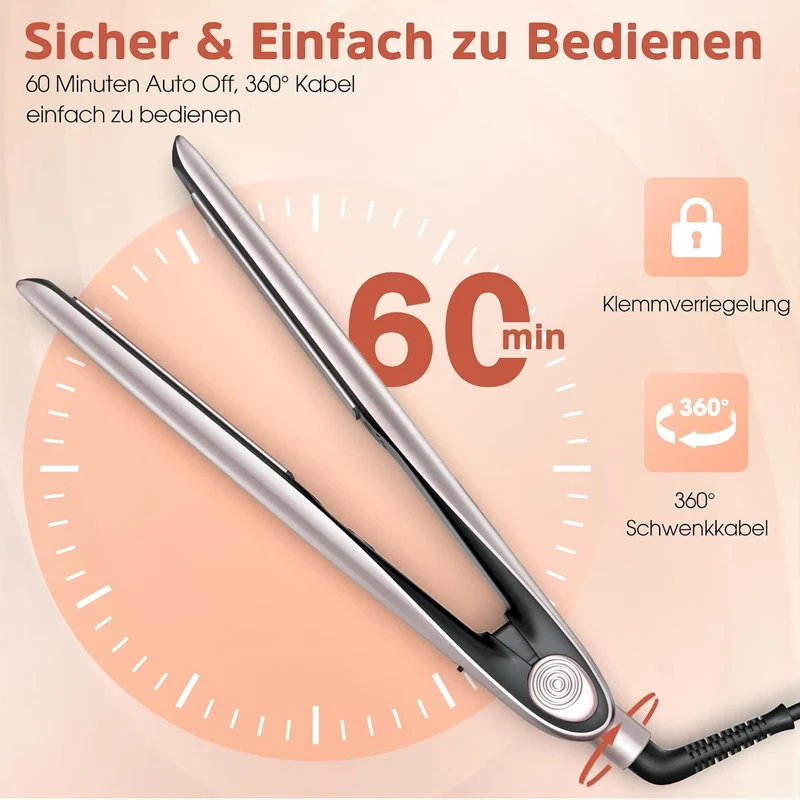 Glätteisen Locken und Glätten - Professional Ionen Haarglätter Weniger Frizz & Statische Aufladung,
