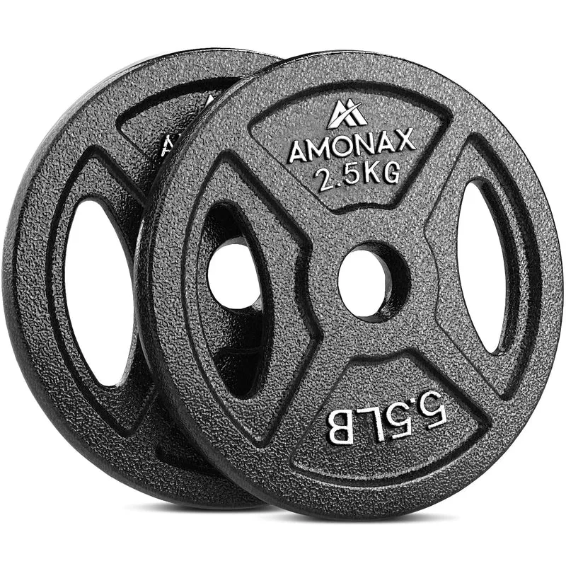 Amonax AMONAX Gusseisen Hantelscheiben Set, 2,5kg, 5kg, 10kg Hantel Set für 25mm & 50mm Olympia Gewi