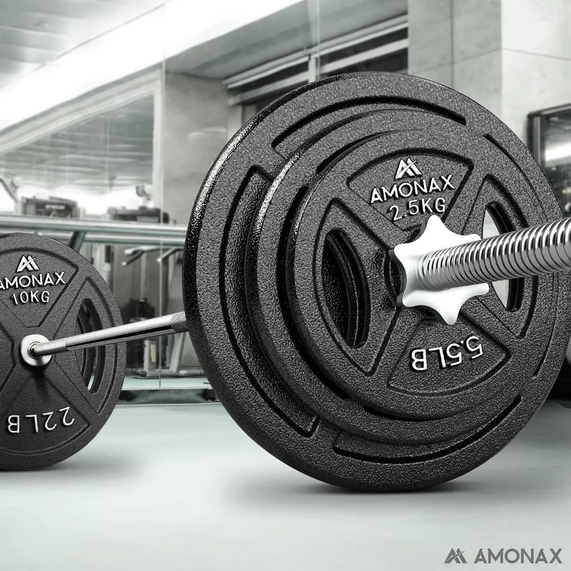 Amonax AMONAX Gusseisen Hantelscheiben Set, 2,5kg, 5kg, 10kg Hantel Set für 25mm & 50mm Olympia Gewi