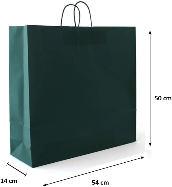 PGV Papiertragetaschen mit Kordel extra gross 54 + 14 x 50 cm (175 Stück, DUNKELGRÜN) 175 Stück Dunk