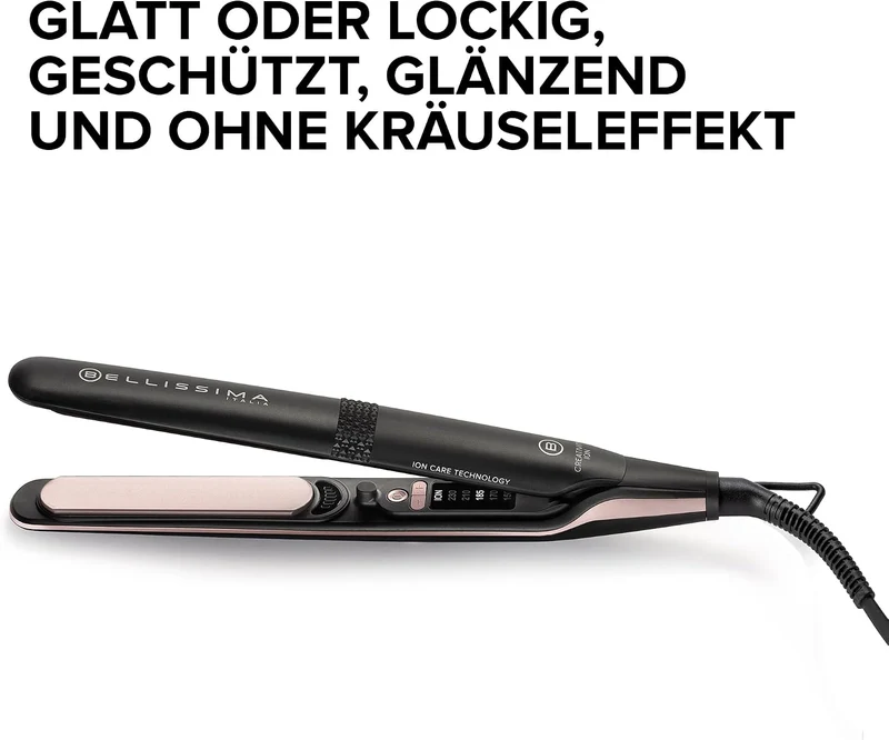 Bellissima Creativity Ion Glätteisen, glattes oder gewelltes Haar, Ionisator, Keramikbeschichtung +