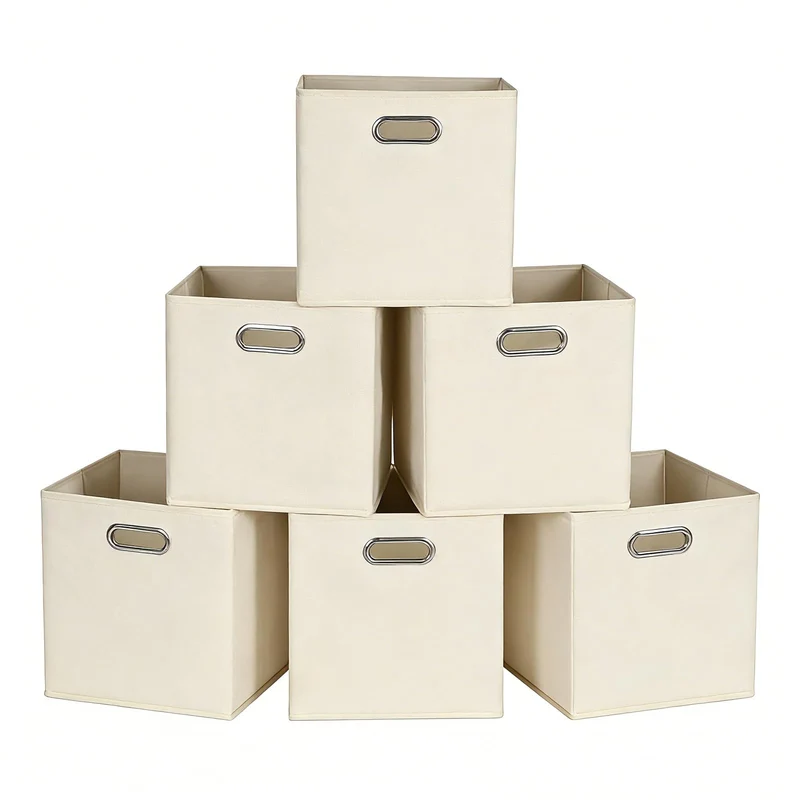 Kongming Kallax Einsatz 6er Set Aufbewahrungsbox Stoff mit Griff Faltbar Aufbewahrungsbox 28x28x28 c