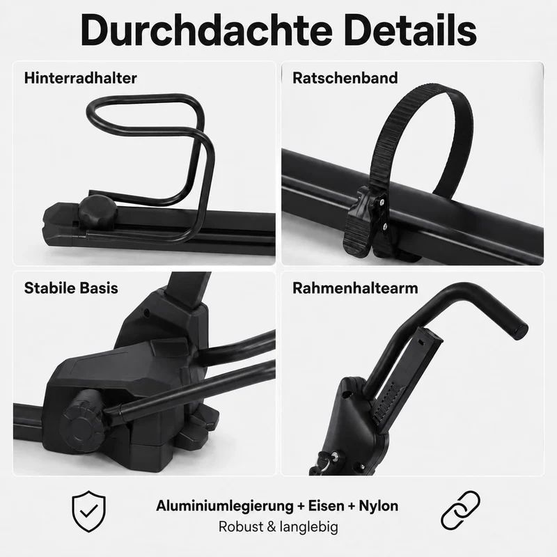 Fahrrad Dachträger E-Bike mit Diebstahlschutz für Auto SUV bis 38 Zoll