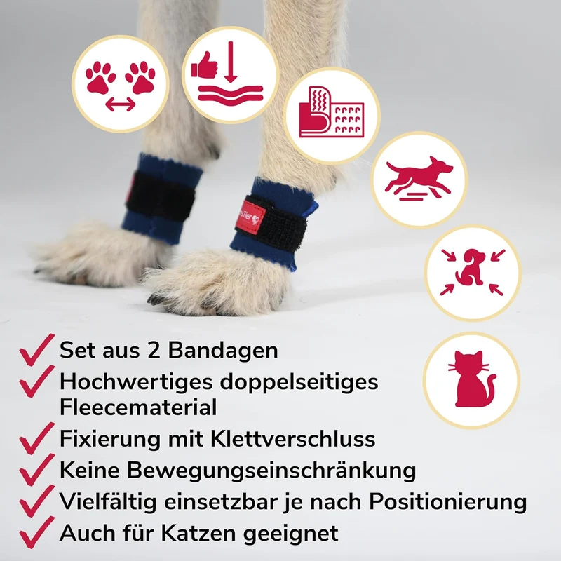 Krallenschutzbandage Gr. XS20 für Hunde, Schutz für Wolfs- und Daumenkralle, doppelseitiges Fleece,