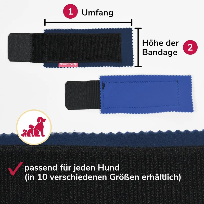 Krallenschutzbandage Gr. XS20 für Hunde, Schutz für Wolfs- und Daumenkralle, doppelseitiges Fleece,