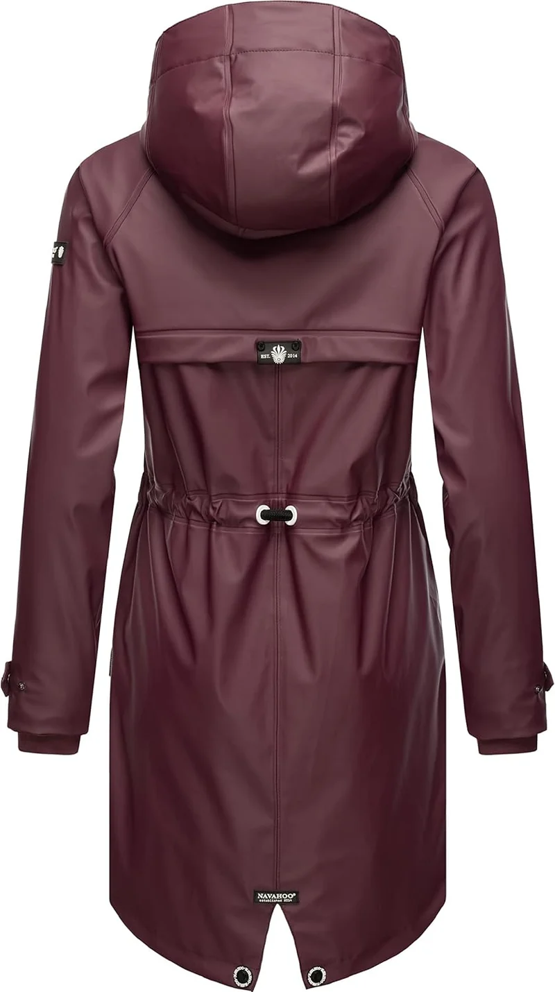 Navahoo Damen Übergangsjacke Regenmantel wasserdicht lang warm gefüttert mit Kapuze Rainy Flower XS-