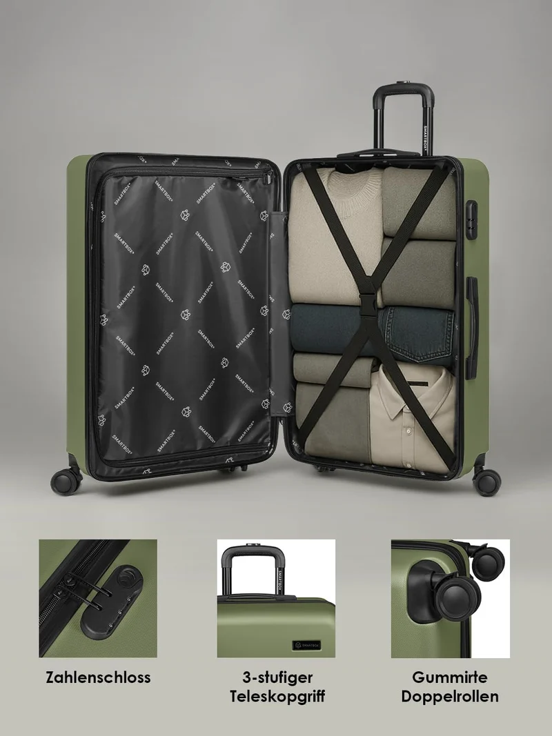 SMARTBOX Kofferset 3-teilig Hartschale ABS 4-Doppelrollen Olive Set, Olive Set