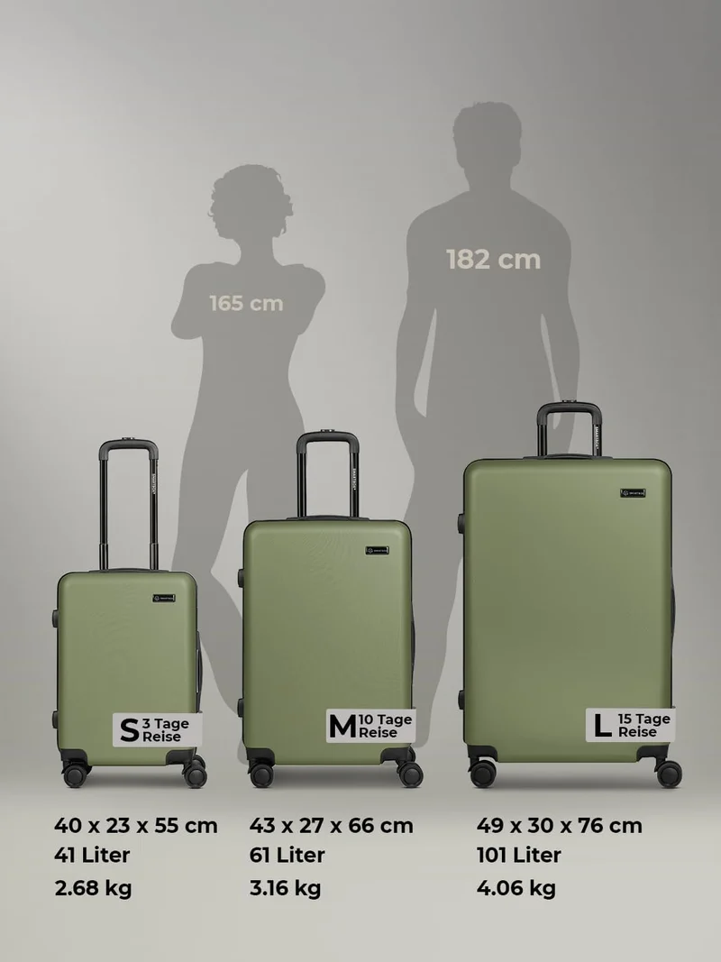SMARTBOX Kofferset 3-teilig Hartschale ABS 4-Doppelrollen Olive Set, Olive Set