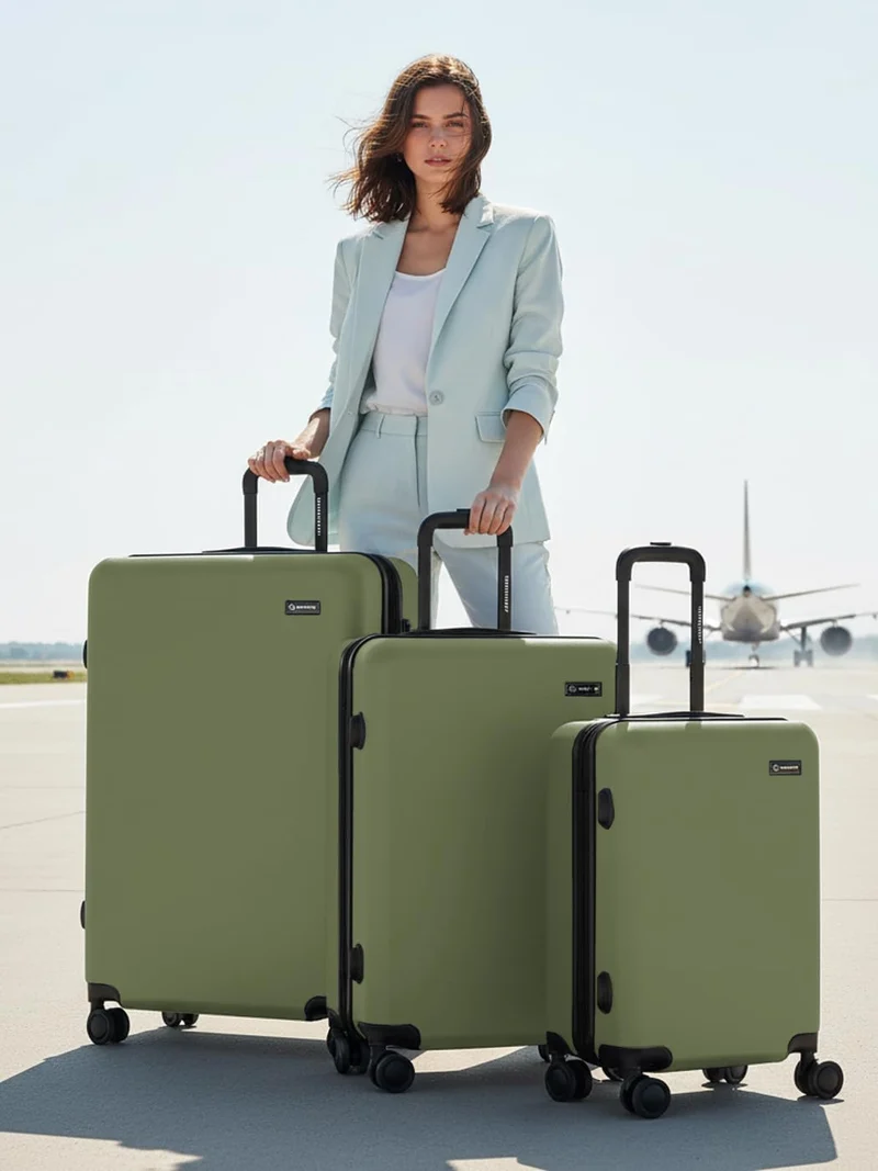 SMARTBOX Kofferset 3-teilig Hartschale ABS 4-Doppelrollen Olive Set, Olive Set
