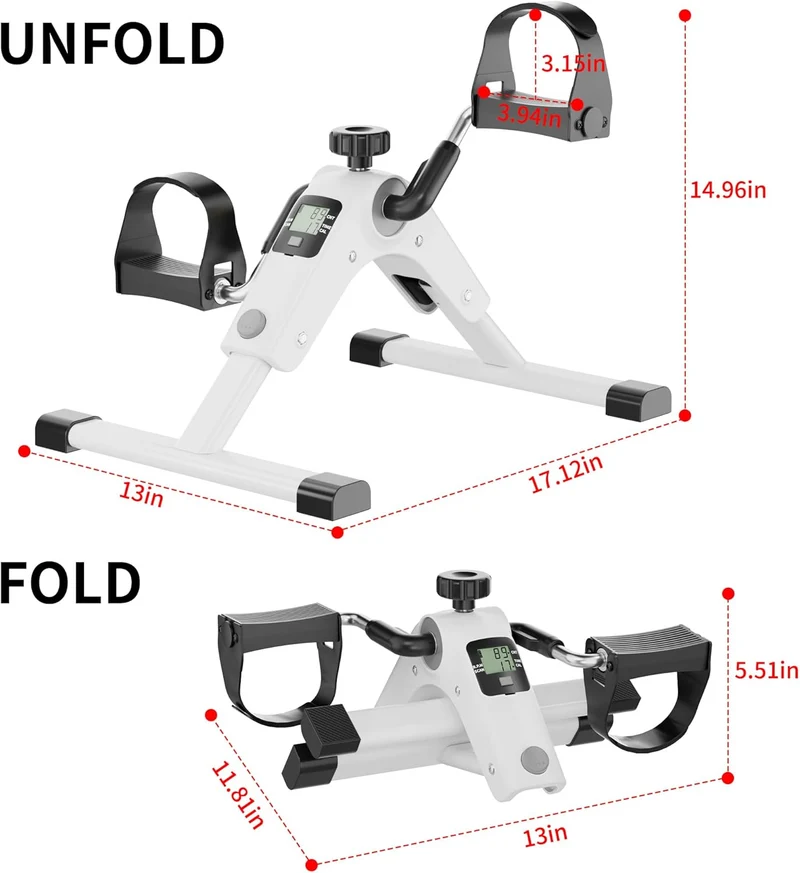 MOMODA Untertisch-Fahrradpedaltrainer mit LCD-Display, tragbarer Mini-Heimtrainer für Arm und Bein W