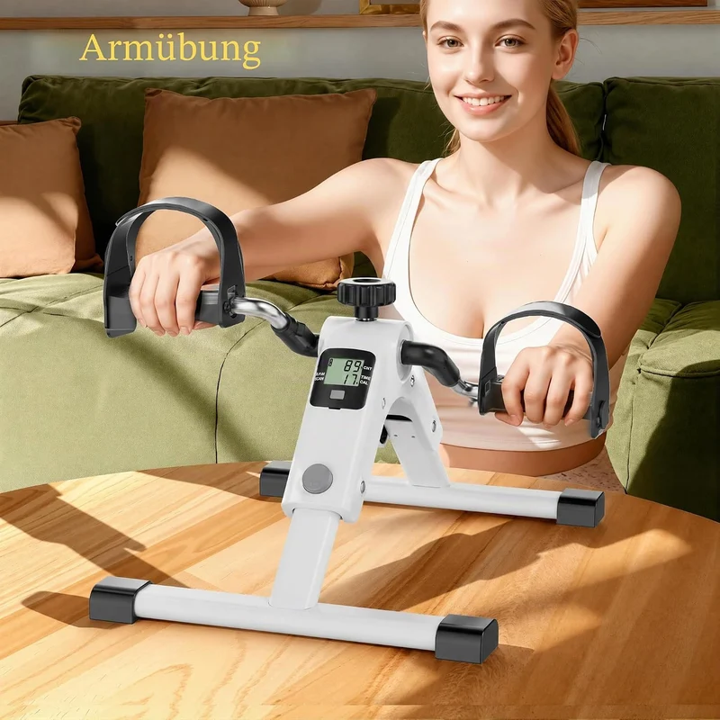 MOMODA Untertisch-Fahrradpedaltrainer mit LCD-Display, tragbarer Mini-Heimtrainer für Arm und Bein W
