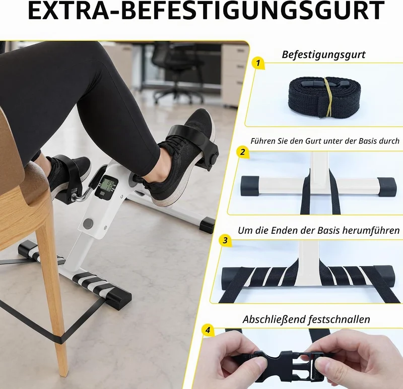 MOMODA Untertisch-Fahrradpedaltrainer mit LCD-Display, tragbarer Mini-Heimtrainer für Arm und Bein W