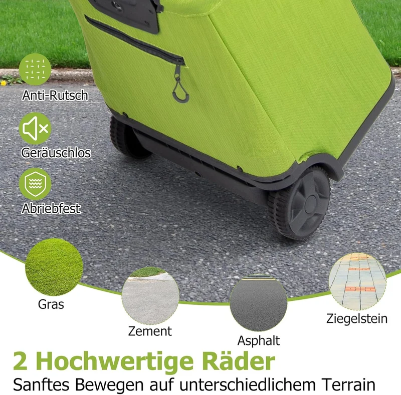 GOPLUS Einkaufstrolley klappbar, 50 L Einkaufswagen faltbar mit 2 Rädern und 3 Taschen, Einkaufsroll
