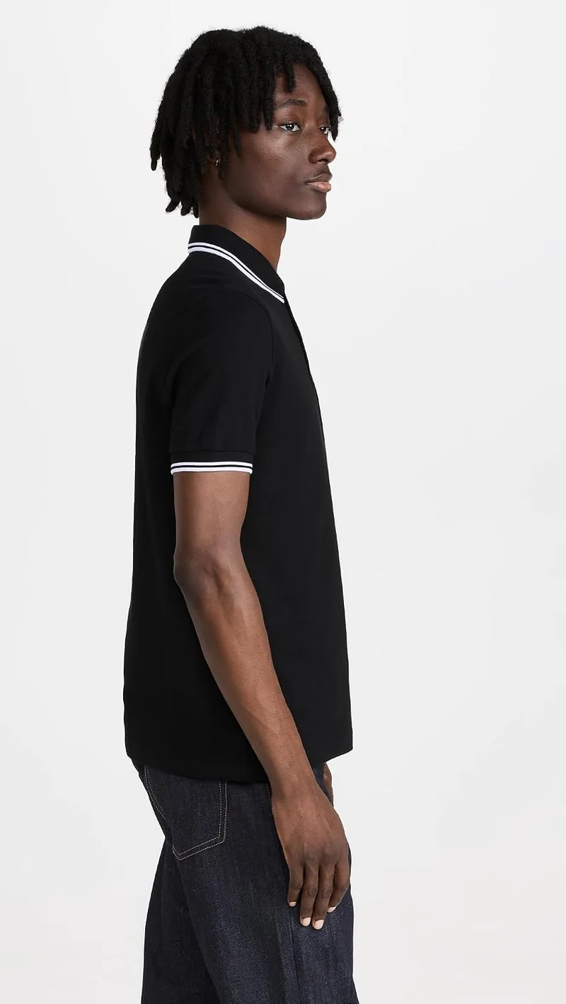 Fred Perry Twin Tipped Shirt, Polo L Black / White, L Black / White